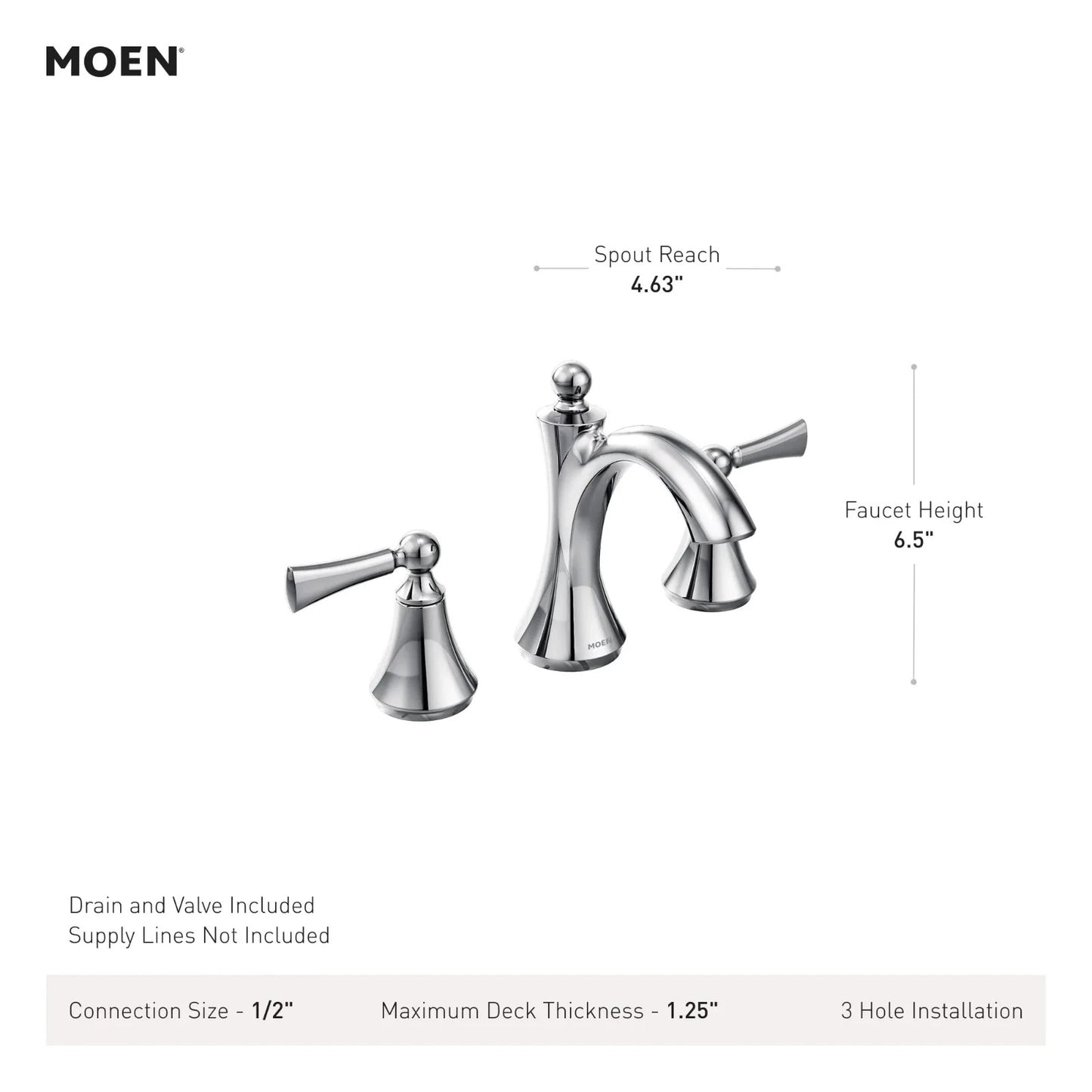 Moen TV4520BN Wynford Brushed Nickel Two-Handle High Arc Bathroom Faucet