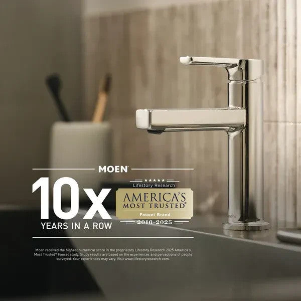 MOEN Iver 6805 Chrome One-Handle Modern Minimalistic High Arc Bathroom Faucet