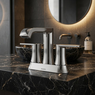 Moen 84764 Genta Chrome Two-Handle High Arc Widespread Bathroom Faucet