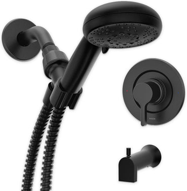 Moen 82775BL Beric Matte Black Tub Shower Faucet 5-Spray Posi-Temp Trim New