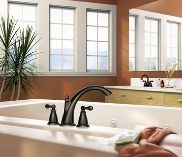 MOEN 86440BRB Caldwell Mediterranean Bronze Two-Handle High Arc Roman Tub Faucet