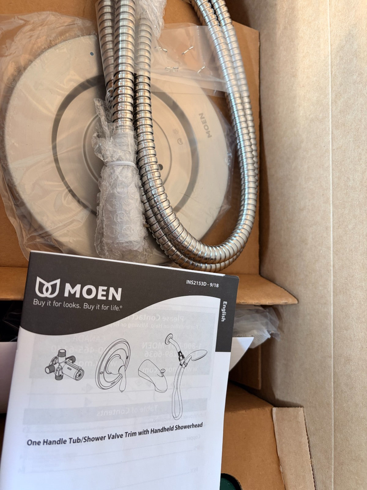 MOEN Beric 82775SRN 5-Spray Shower Tub Faucet and Valve Spot Resist Nickel