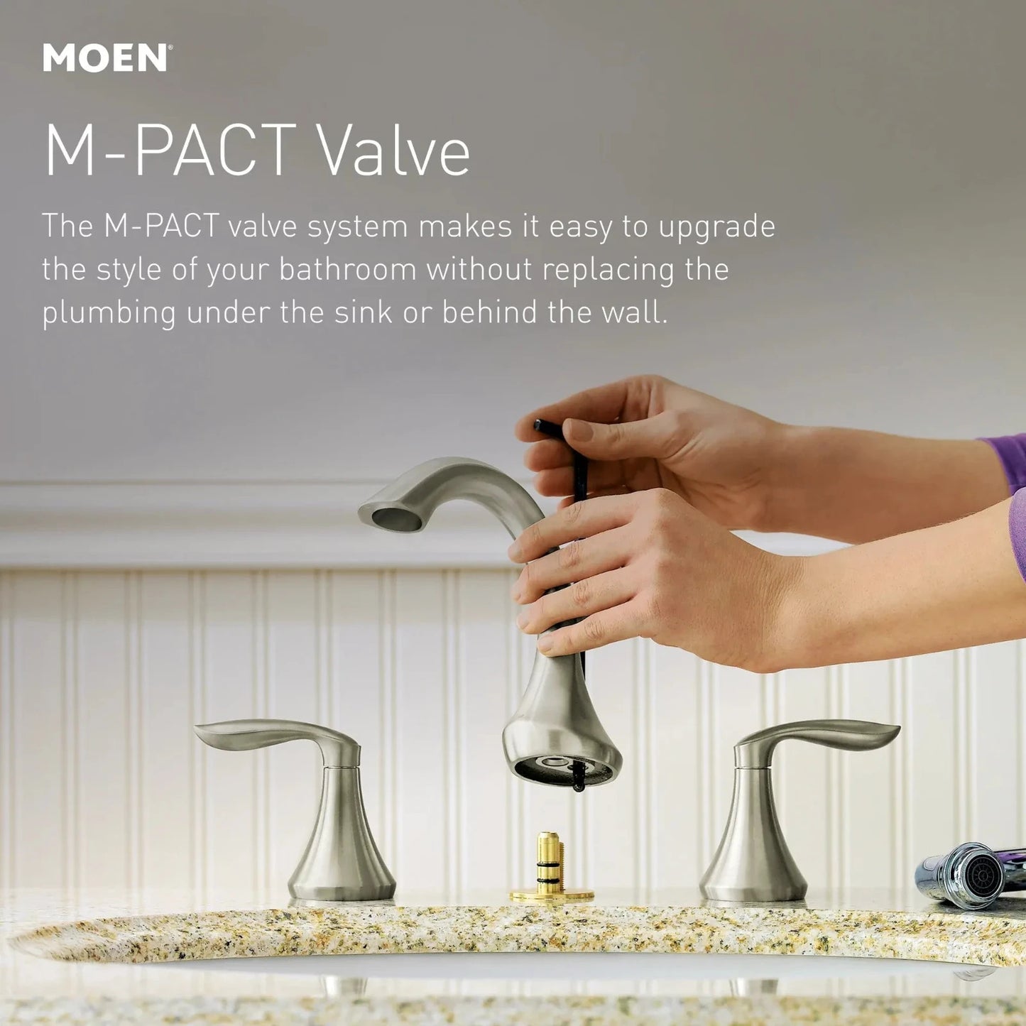 Moen TV6420BN Eva Brushed Nickel Two-Handle High Arc Widespread Bathroom Faucet