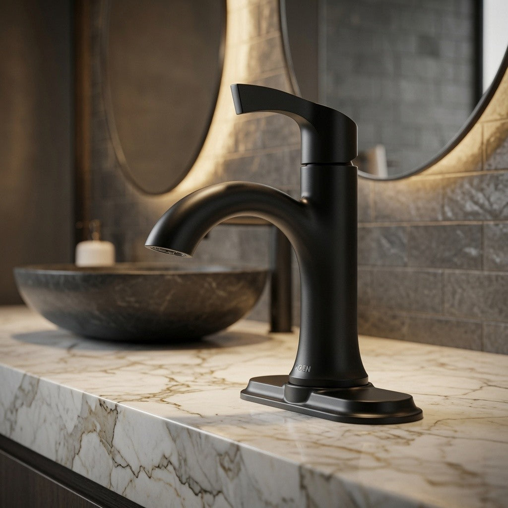 Moen 84466BL Korek Matte Black Single-Handle Centerset Bathroom Faucet
