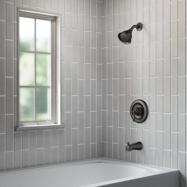 Moen 82496EPBL Caldwell Matte Black Posi-Temp Eco-Performance Tub and Shower Faucet