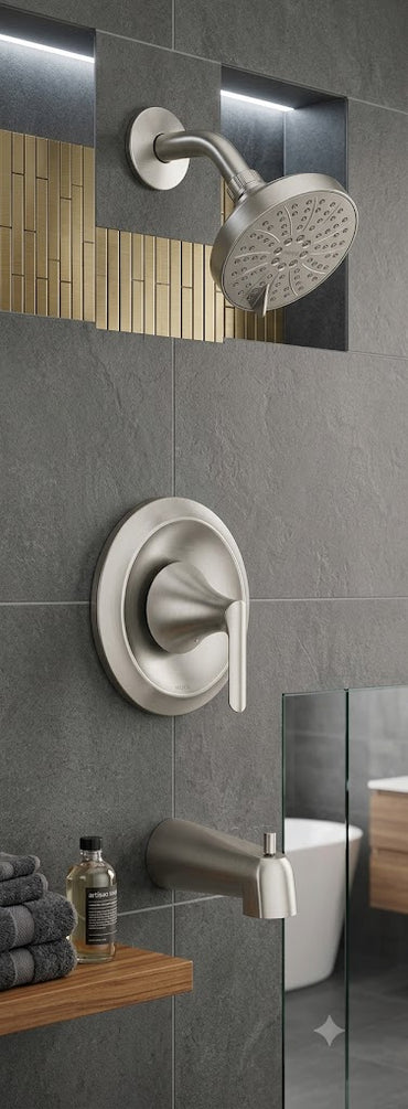 Moen 82518SRN Findlay Brushed Nickel Tub Shower Faucet Set Posi-Temp New