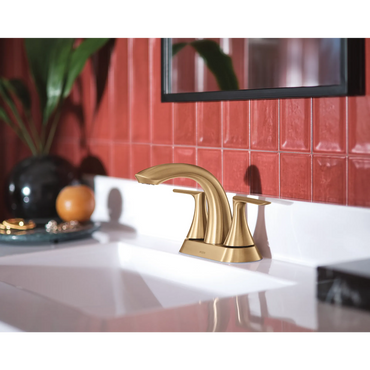 Moen 84515BZG Findlay Bronzed Gold Two-handle Centerset Bathroom Sink Faucet