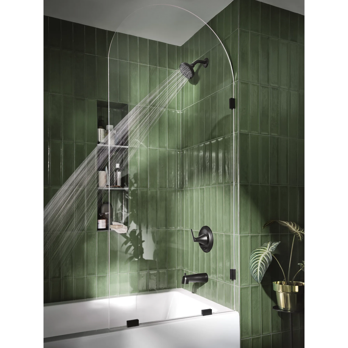 Moen 82518BL Findlay Posi-Temp Tub Shower Faucet Set Matte Black 6-Function - 3