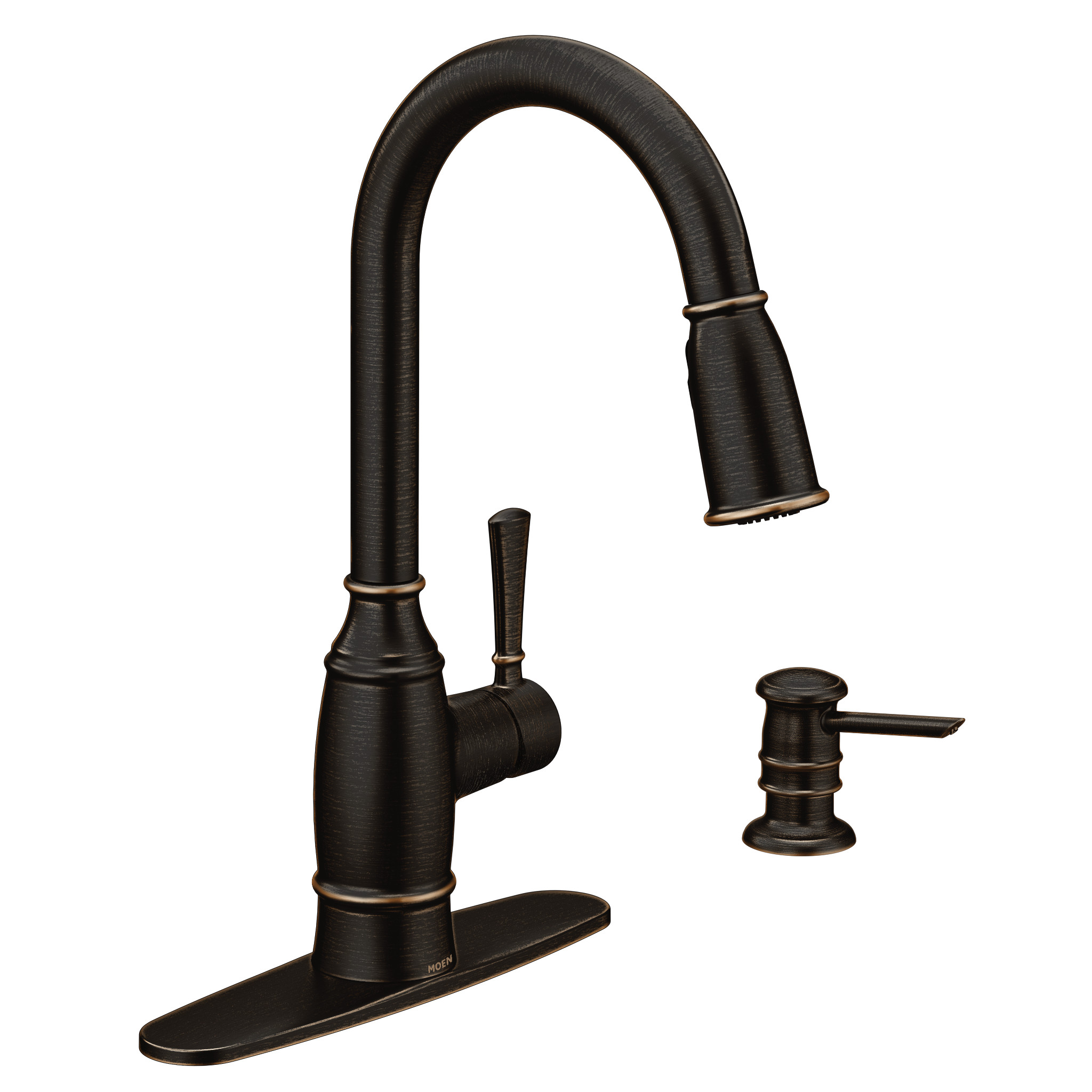 Moen 87791BRB Noell Kitchen Faucet Mediterranean Bronze Pulldown High Arc - 1