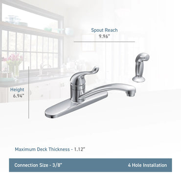 Moen CA87530 Adler Chrome One Handle Kitchen Faucet Side Spray Low Arc - 2