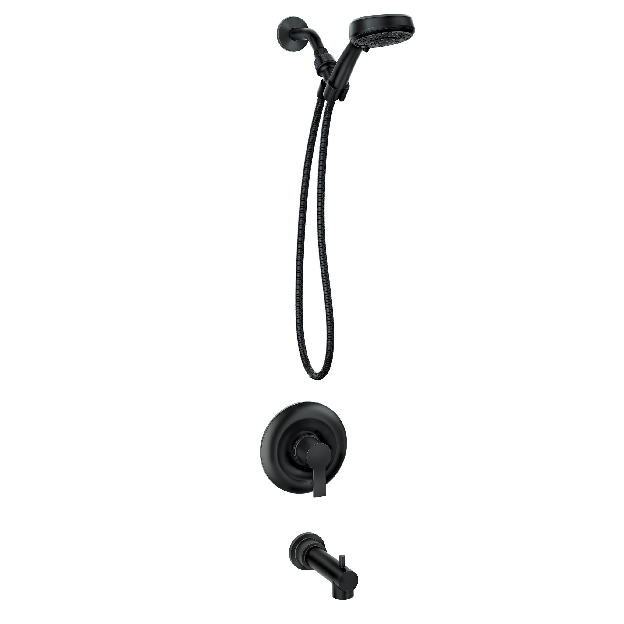 Moen Meena 82618BL Matte Black Posi-Temp Tub Shower Faucet Handheld Spray - 1