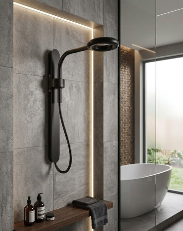 Moen N207C0BL Spa Rainshower Matte Black Handheld Shower Head Slide Bar New