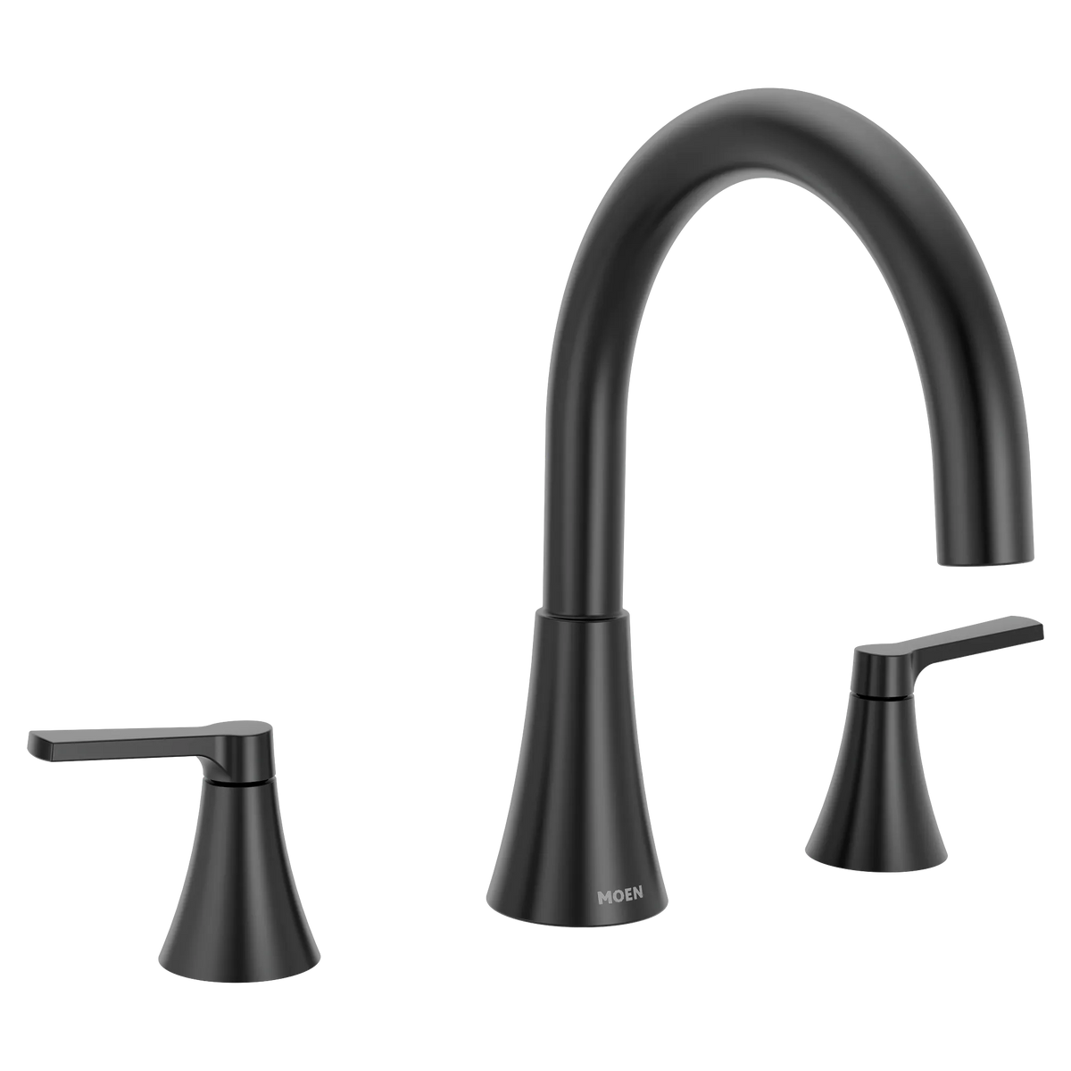 Moen T430BL Jase Matte black two-handle non diverter roman tub faucet