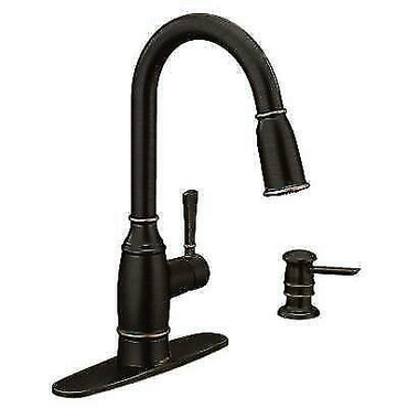Moen 87791BRB Noell Kitchen Faucet Mediterranean Bronze Pulldown High Arc New