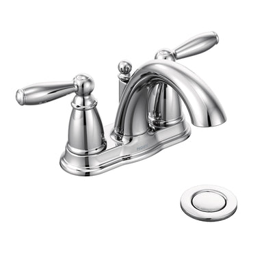 Moen 6610 Brantford Double Handle Centerset Bathroom Faucet W/ Drain Chrome
