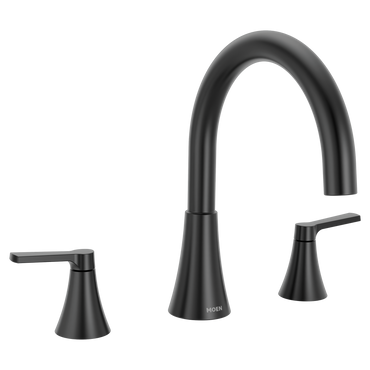 Moen T430BL Jase Matte black two-handle non diverter roman tub faucet