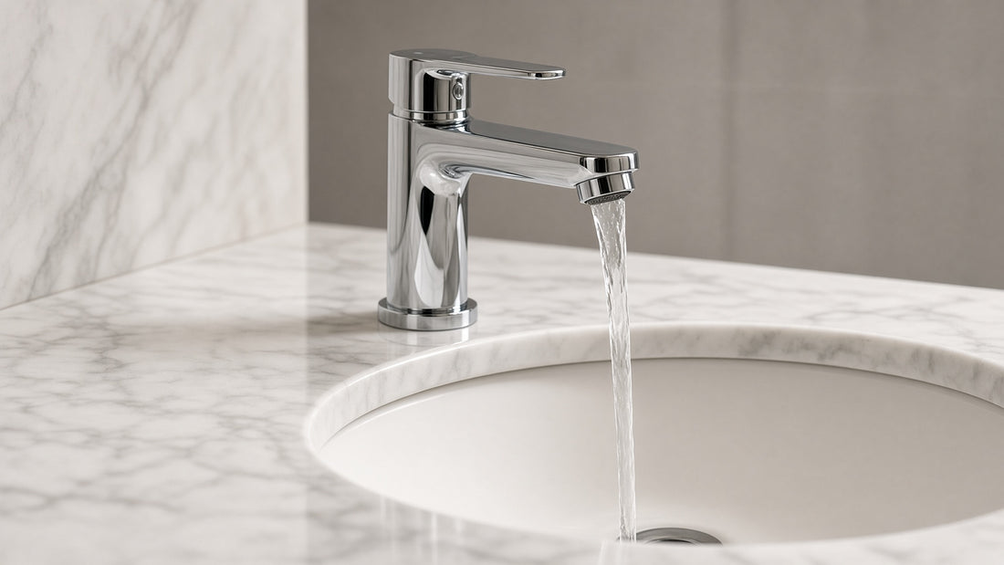 Bathroom Faucet Splashing the Counter? Choose a Moen With the Right Spout Reach - Aqualux Studio guide cover
