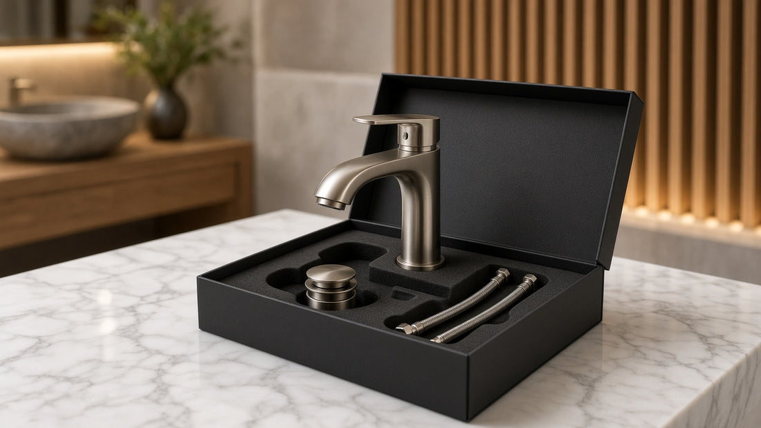 Bathroom Faucet With or Without a Drain: What Comes in the Box? - Aqualux Studio guide cover