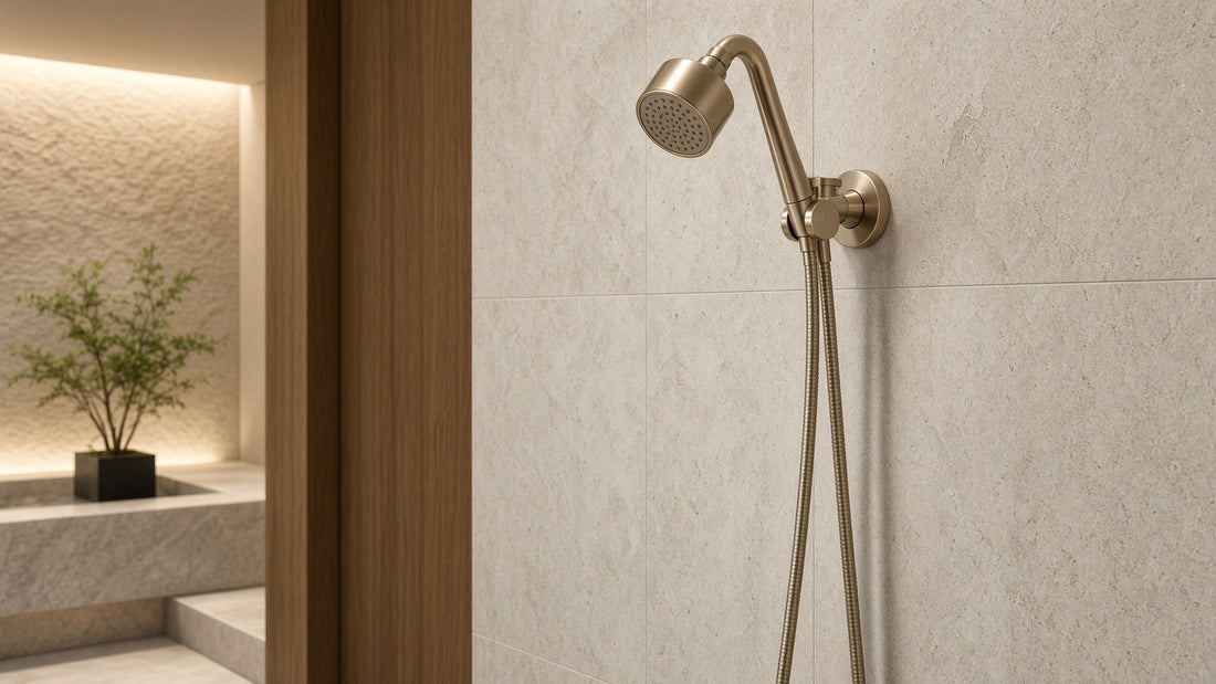 Handheld Shower Head for Tall Users: Height and Reach Checklist - Aqualux Studio guide cover
