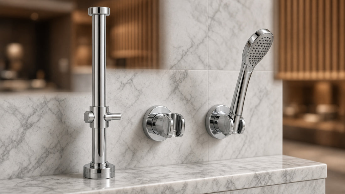 Handheld Shower Holder Types: Fixed Bracket, Slide Bar and Dock - Aqualux Studio guide cover
