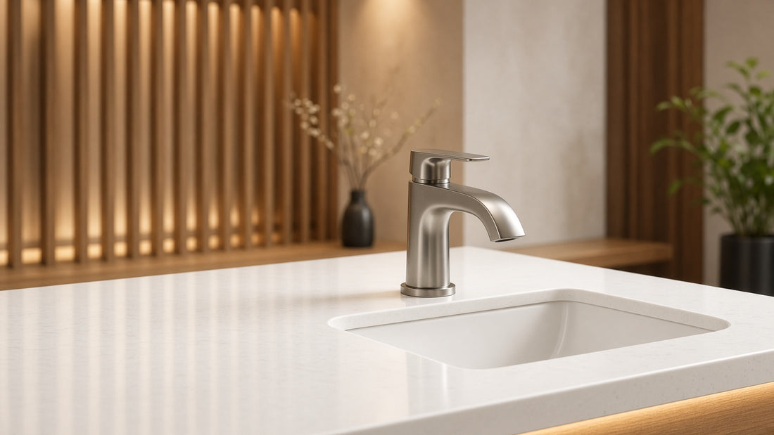 How to Choose a Bathroom Faucet for a Small Sink - Aqualux Studio guide cover