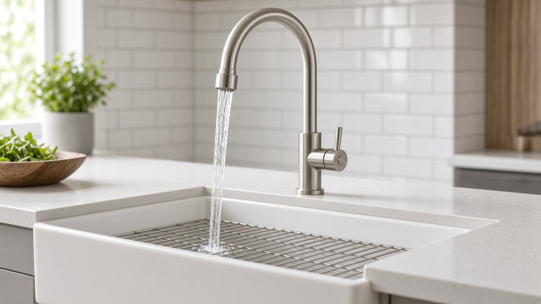 Kitchen Faucet for a Farmhouse Sink: Spout Height and Splashing - Aqualux Studio guide cover