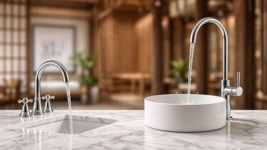 Low-Arc vs High-Arc Bathroom Faucet: Clearance and Splashing - Aqualux Studio guide cover