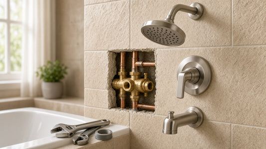 Moen 82971SRN Halle Tub and Shower Faucet: Valve Included and Trim Details - Aqualux Studio guide cover