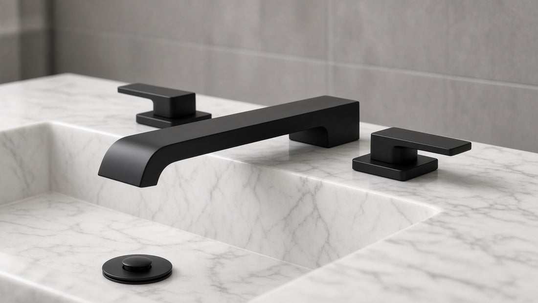 Moen 84764BL Genta Widespread Faucet: Fit, Drain and Matching Trims - Aqualux Studio guide cover
