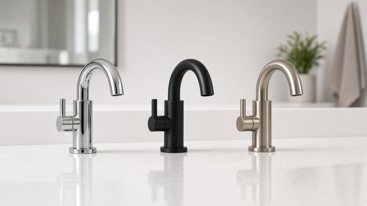 Moen Beric Bathroom Faucets: Choosing Chrome, Black or Brushed Nickel - Aqualux Studio guide cover