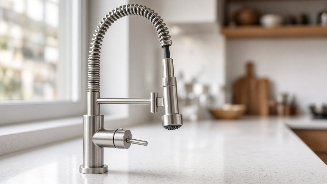 Moen Essie Kitchen Faucets: Pull-Down or Pre-Rinse Style? - Aqualux Studio guide cover