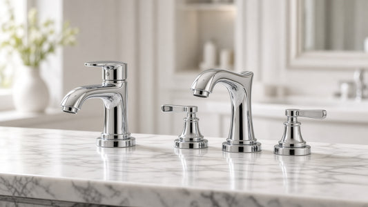 Moen Findlay Bathroom Faucets: Single-Handle vs Widespread - Aqualux Studio guide cover