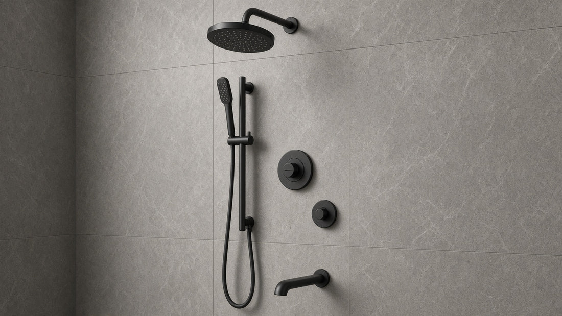 Shower System With Tub Spout and Handheld: How to Plan Three Outlets - Aqualux Studio guide cover