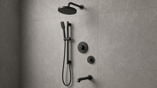 Shower System With Tub Spout and Handheld: How to Plan Three Outlets - Aqualux Studio guide cover
