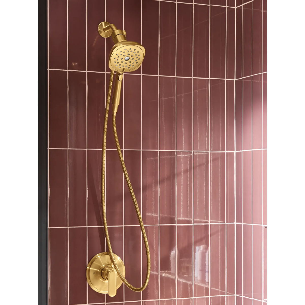 Moen 220H5BG Verso Brushed Gold 5" Square Handheld with Infiniti Dial In