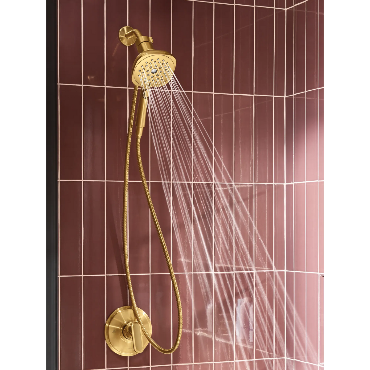 Moen 220H5BG Verso Brushed Gold 5" Square Handheld with Infiniti Dial In