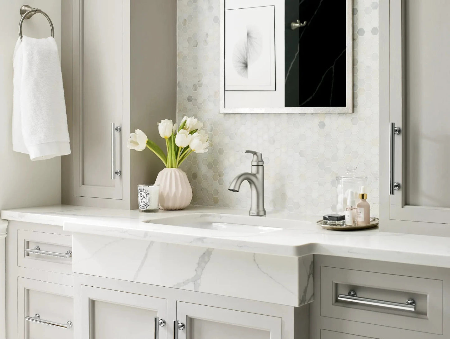 Moen 84980SRN Wellton Single Handle Bathroom Faucet Spot Resist Brushed Nickel