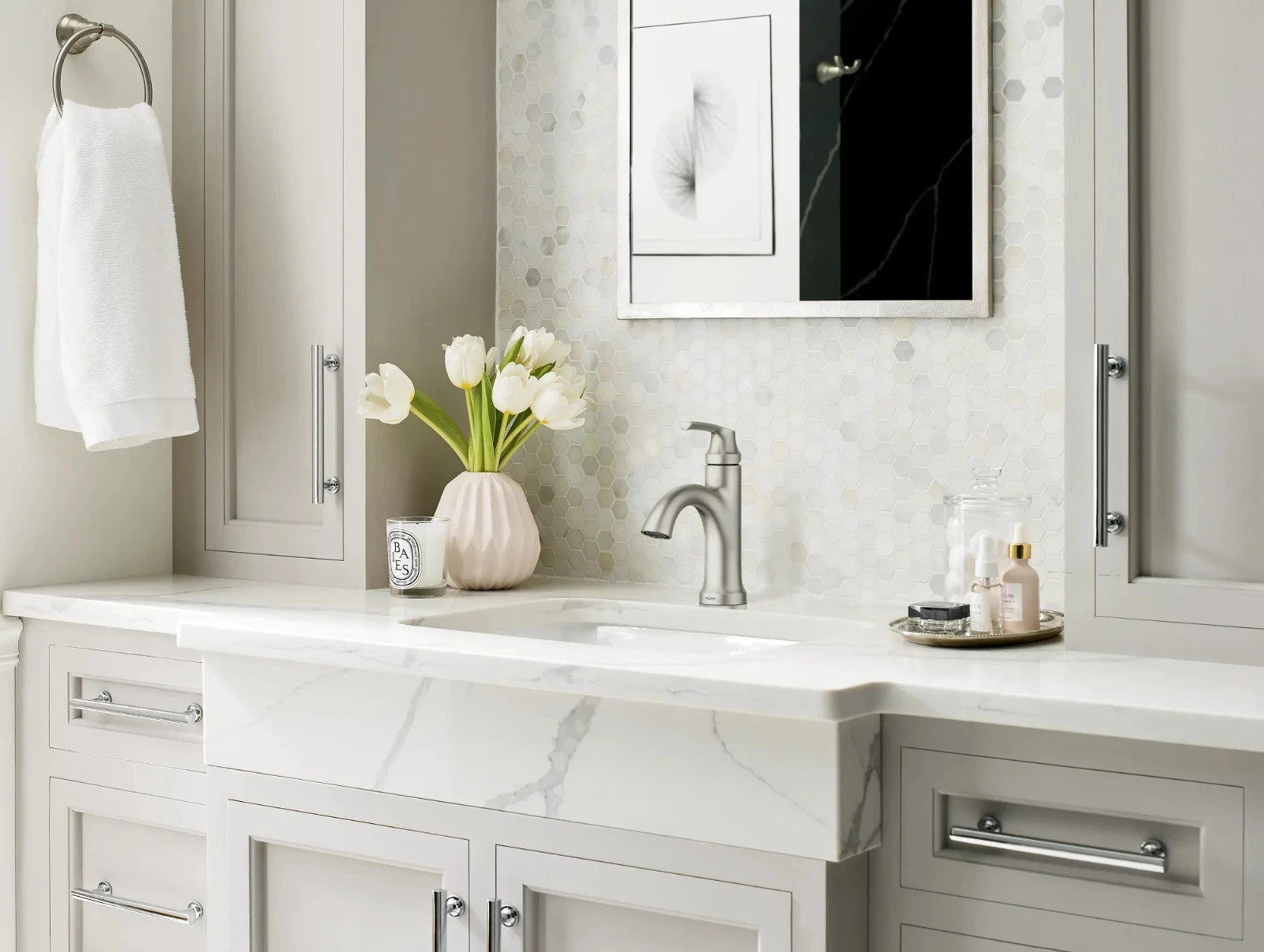 Moen 84980SRN Wellton Single Handle Bathroom Faucet Spot Resist Brushed Nickel