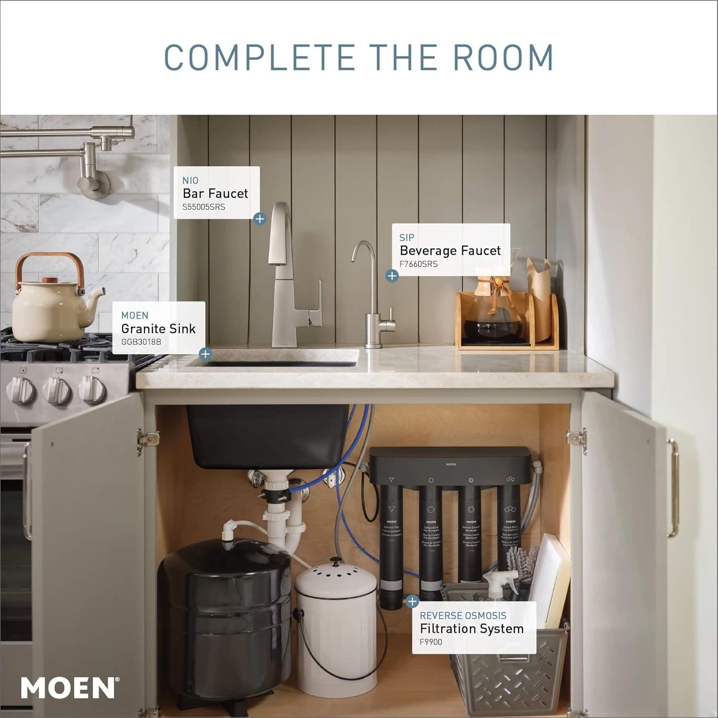 Moen Matte Black Sip One-Handle High Arc Beverage Faucet F7660BL