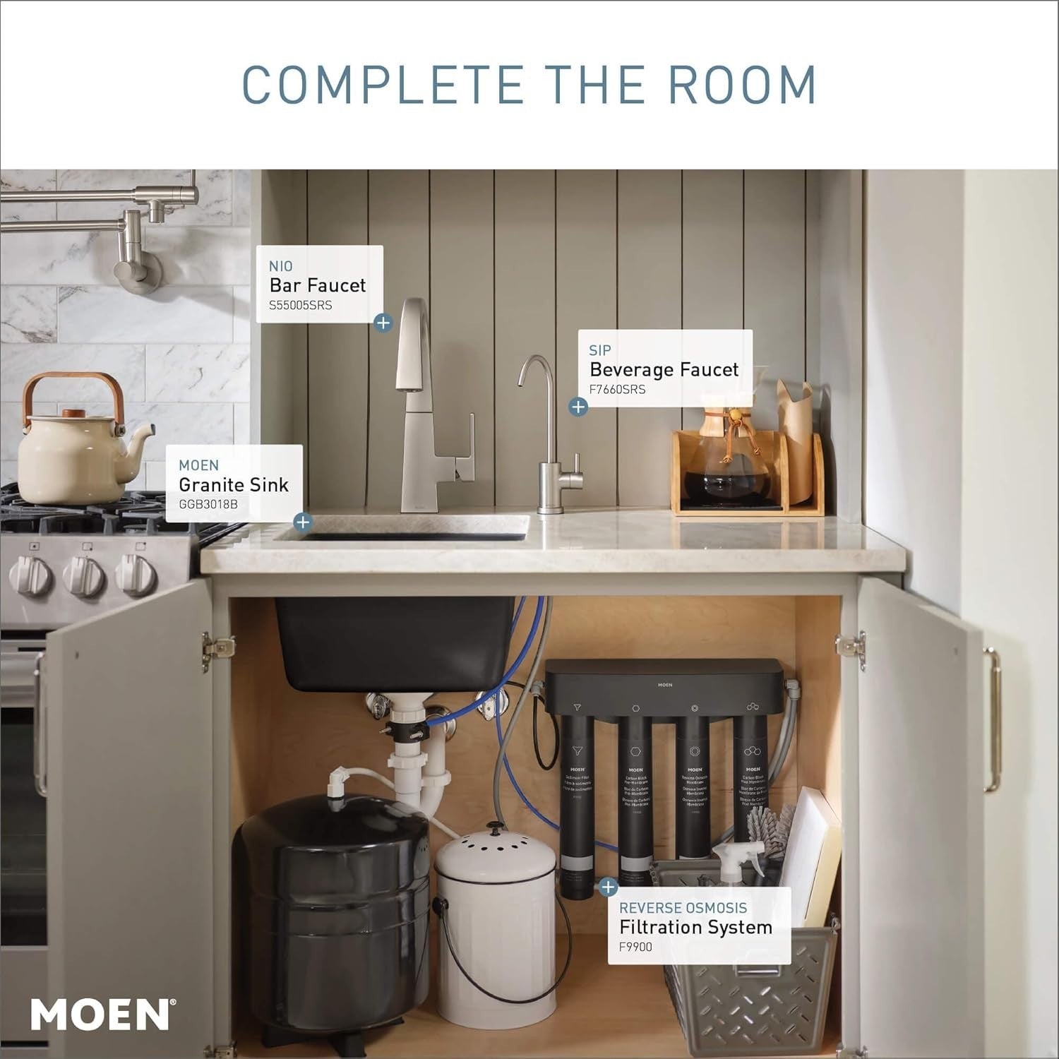 Moen Matte Black Sip One-Handle High Arc Beverage Faucet F7660BL