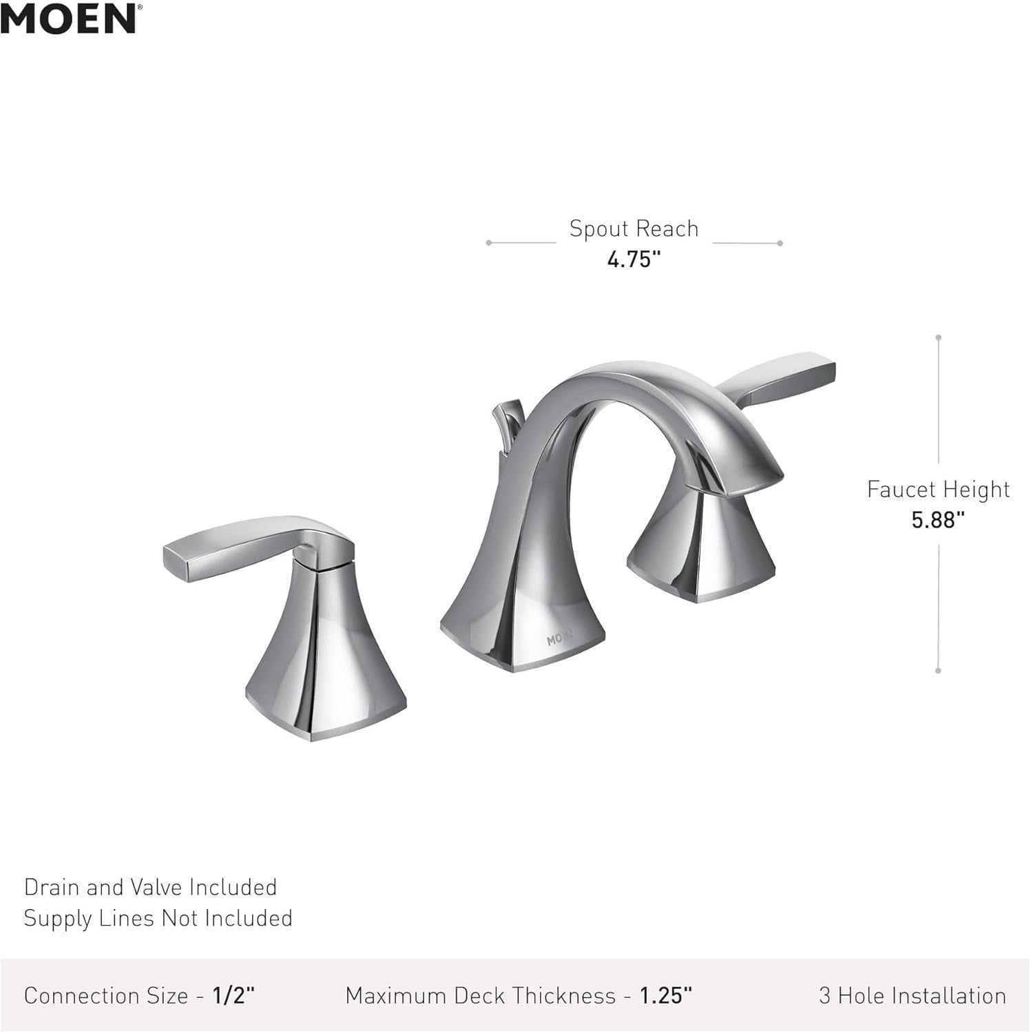 Moen TV6905BG Voss Widespread Bathroom Faucet Brushed Gold High Arc New
