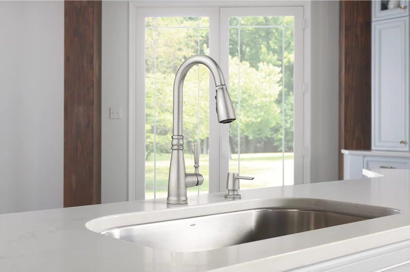 Moen 87162SRS Boman Kitchen Faucet Spot Resist Stainless Pulldown High Arc New