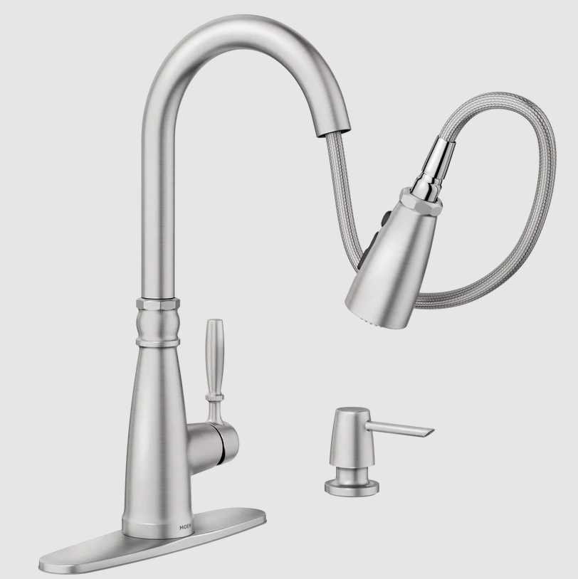Moen 87162SRS Boman Kitchen Faucet Spot Resist Stainless Pulldown High Arc New