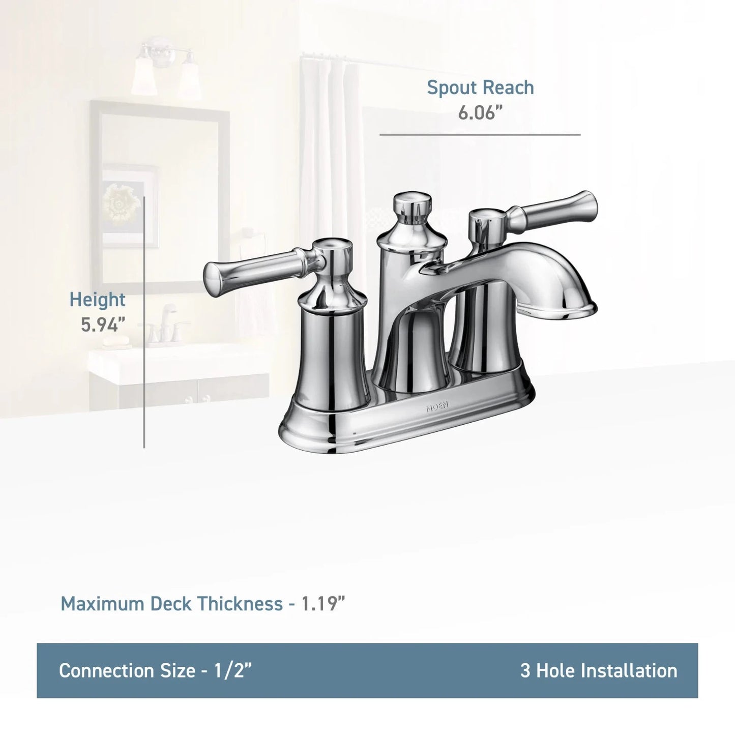 Moen 6802 Dartmoor Two-Handle High Arc Bathroom Faucet Chrome New