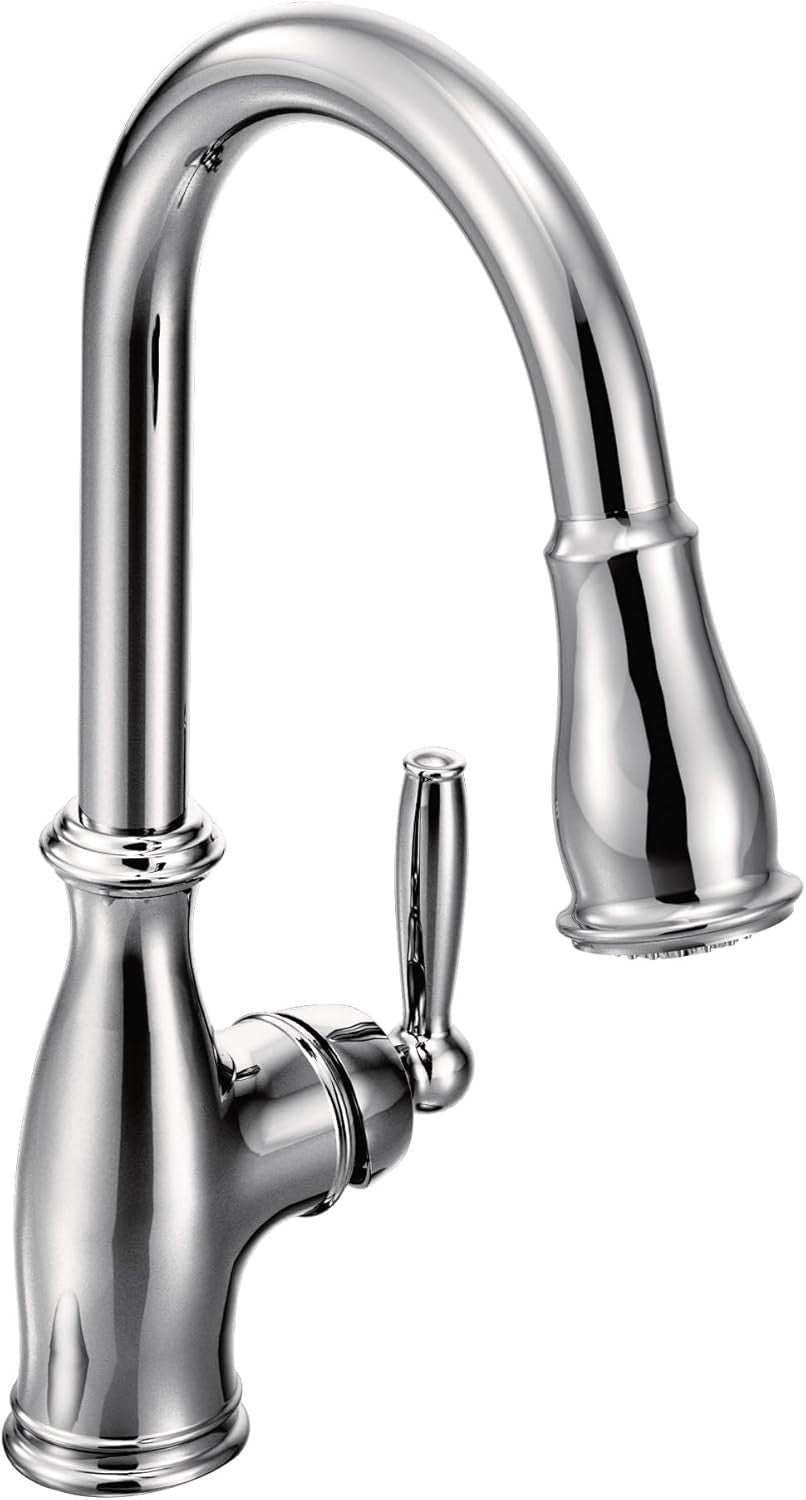 Moen 7185C Brantford Kitchen Faucet Chrome Pulldown High Arc Power Boost New