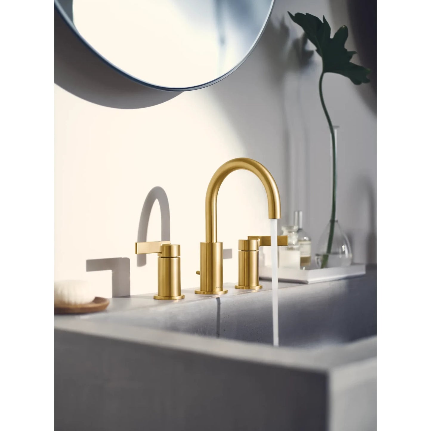 Moen TV6222BG Cia Brushed Gold Two-Handle High Arc Widespread Bathroom Faucet