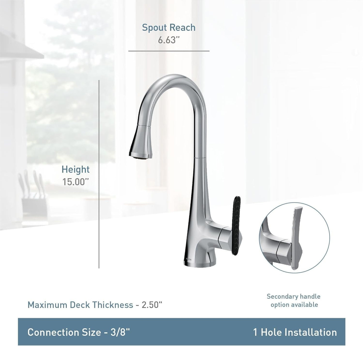 Moen Sinema S6235SRS Bar Faucet Spot Resist Stainless Pulldown High Arc New