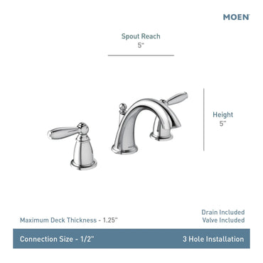 Moen TV6620BN Brantford Two-Handle High Arc Bathroom Faucet Brushed Nickel New