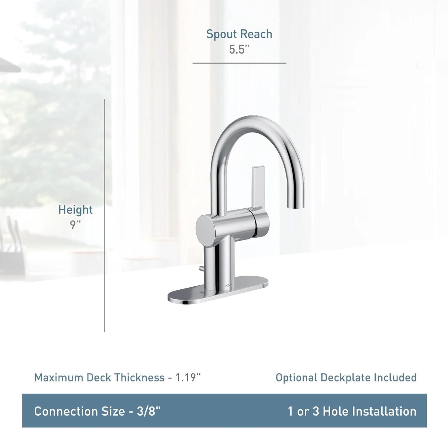 Moen 6221BL Cia Single Handle High Arc Bathroom Faucet Matte Black New