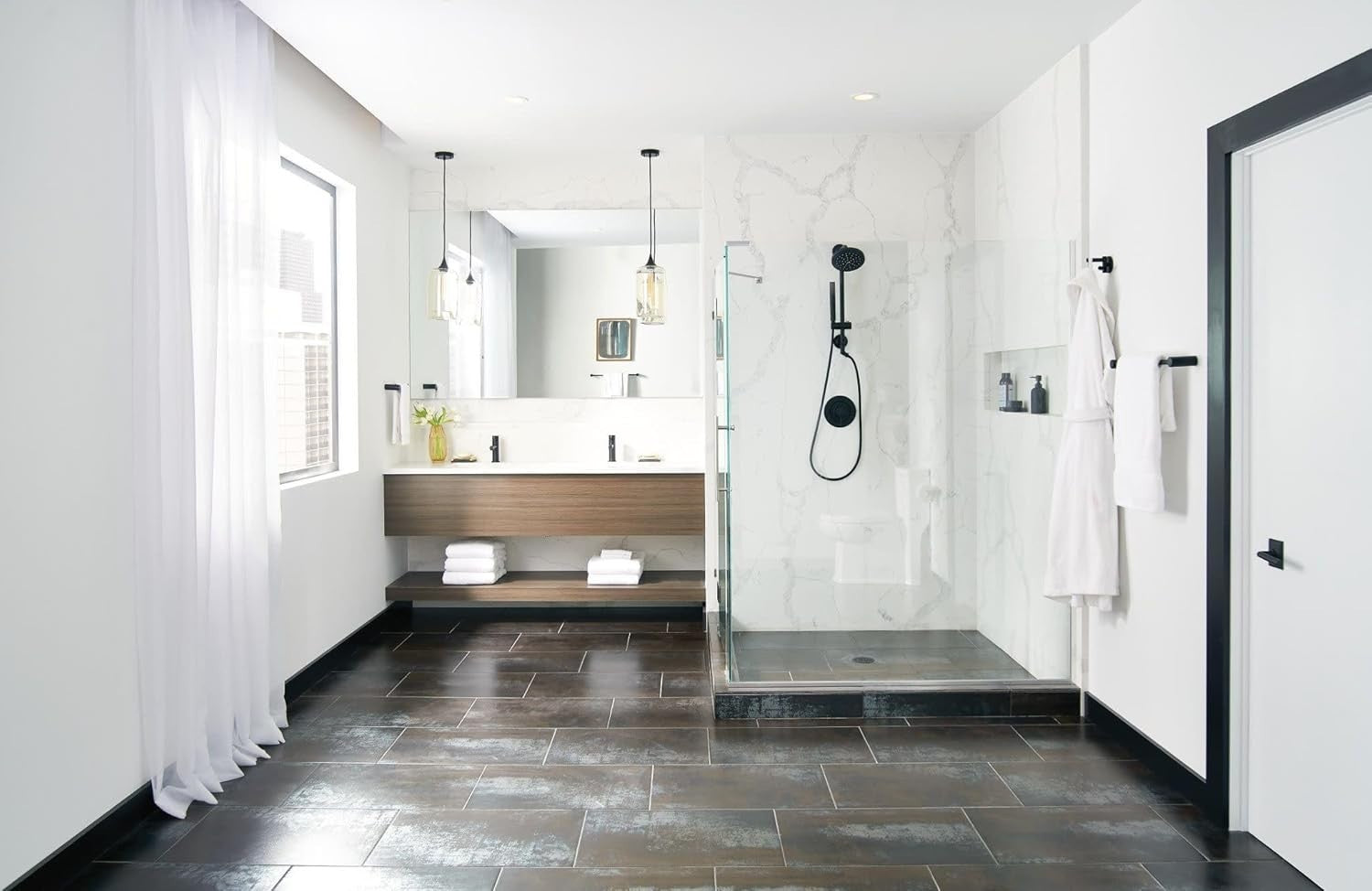 Moen TS3661NHBL Annex Matte Black Shower Rail System No Showerhead New